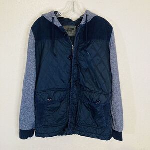 21 men LA Blue jacket Hoodie Zip/Button Closure Nylon & Cotton Sleeves Sz L